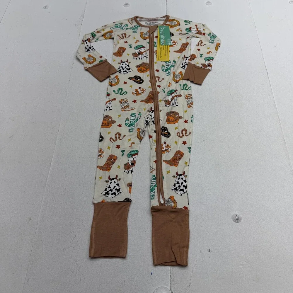 Reshinee Sleeper Baby Boys 18-24M Cream Cowboy Halloween Bamboo Zip One Piece